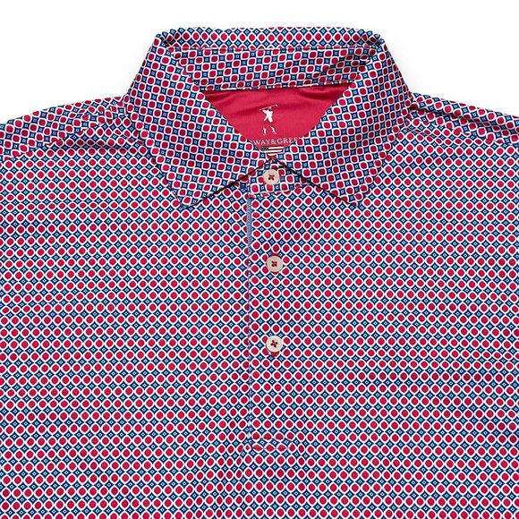 Fairway & Greene Red & Blue Pattern Men's Polo Size Medium - Picture 2 of 4